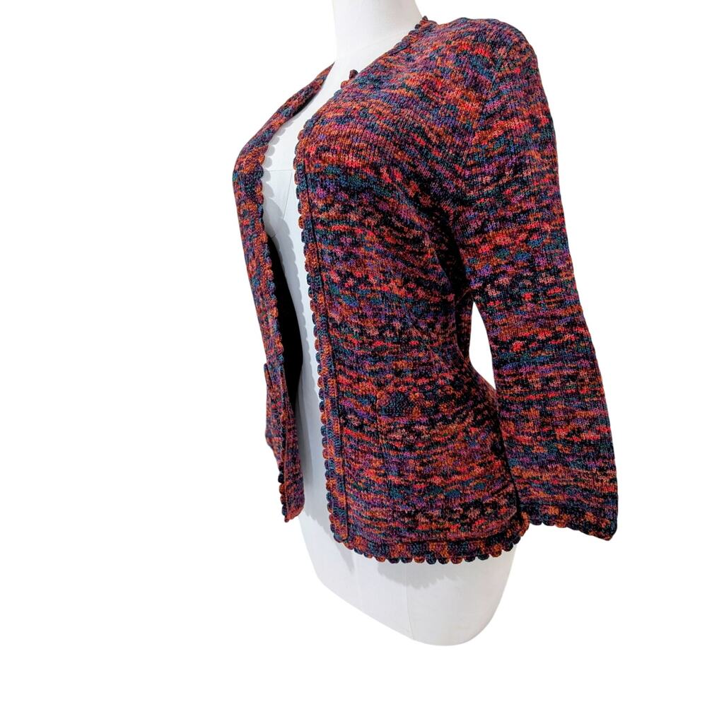 Vintage French Rags Textured Multicolor Knit Cardigan Made in USA Size 3 - Picture 2 of 8